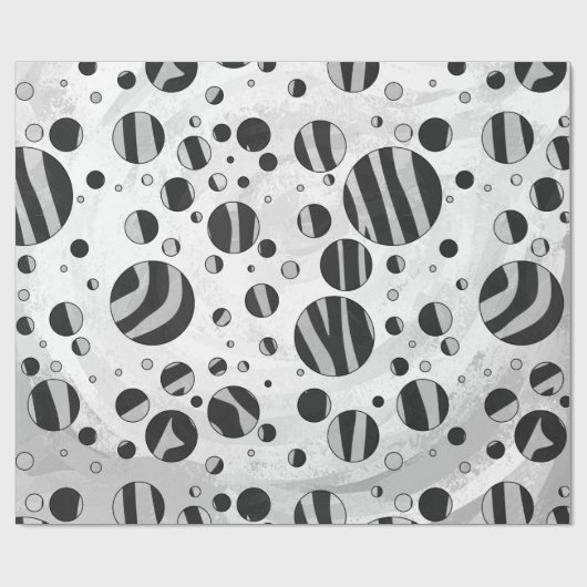 Zebra Polka Dot Black en Light Grey Cadeaupapier (Vlak)