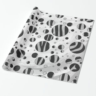 Zebra Polka Dot Black en Light Grey Cadeaupapier