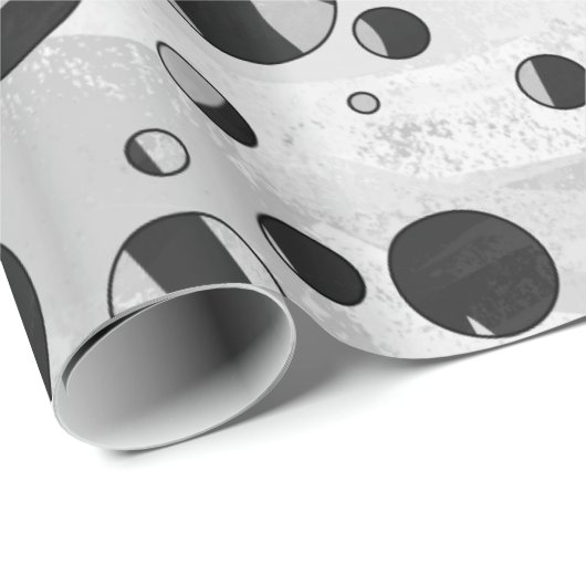 Zebra Polka Dot Black en Light Grey Cadeaupapier (Rol Hoek)