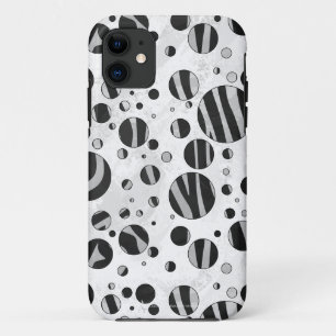 Zebra Polka Dot Black en Light Grey Case-Mate iPhone Case