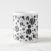 Zebra Polka Dot Black en Light Grey Grote Koffiekop (Voorkant)