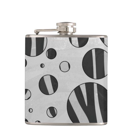 Zebra Polka Dot Black en Light Grey Heupfles (Voorkant)