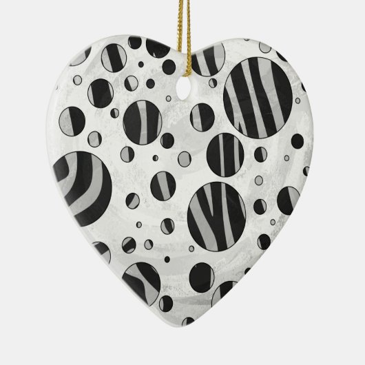 Zebra Polka Dot Black en Light Grey Keramisch Ornament (Rechts)