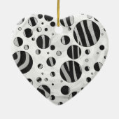 Zebra Polka Dot Black en Light Grey Keramisch Ornament (Achterkant)