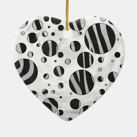Zebra Polka Dot Black en Light Grey Keramisch Ornament (Achterkant)