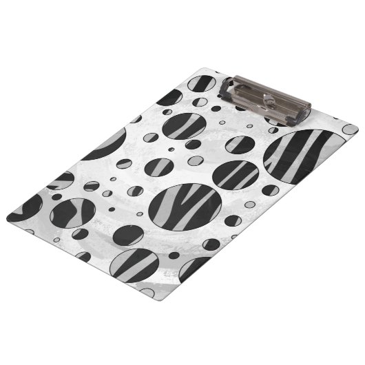 Zebra Polka Dot Black en Light Grey Klembord (Gekanteld)