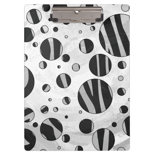 Zebra Polka Dot Black en Light Grey Klembord (Voorkant)