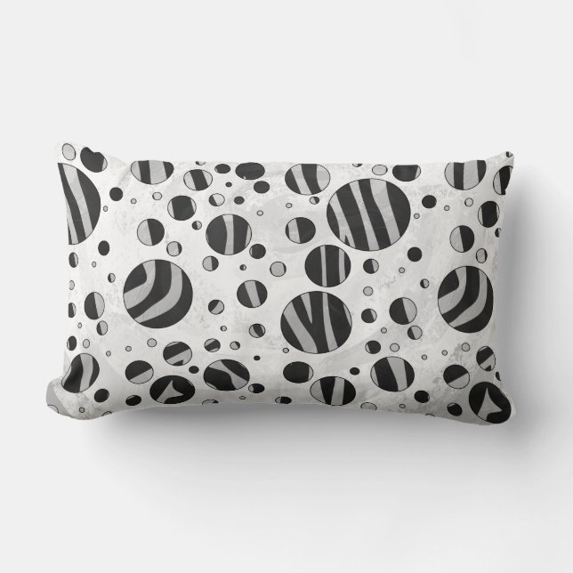 Zebra Polka Dot Black en Light Grey Kussen (Voorkant)