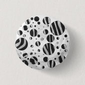 Zebra Polka Dot Black en Light Grey Ronde Button 3,2 Cm (Voorkant)