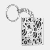 Zebra Polka Dot Black en Light Grey Sleutelhanger (Voorkant Links)