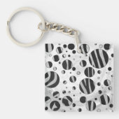 Zebra Polka Dot Black en Light Grey Sleutelhanger (Voorkant)