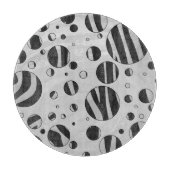 Zebra Polka Dot Black en Light Grey Snijplank (Voorkant)