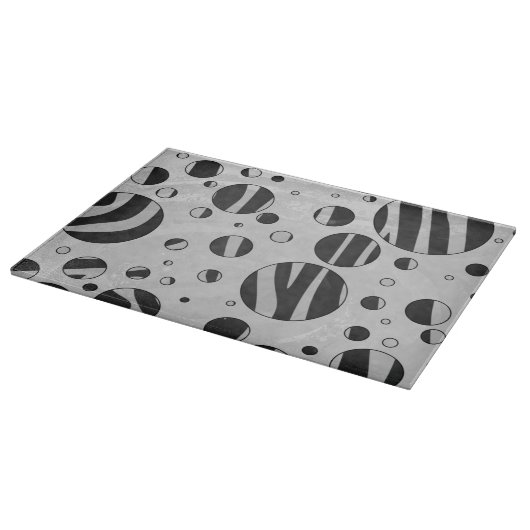Zebra Polka Dot Black en Light Grey Snijplank (Hoek)