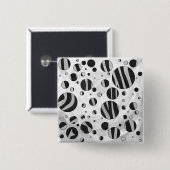 Zebra Polka Dot Black en Light Grey Vierkante Button 5,1 Cm (Voorkant /achterkant)