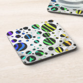 Zebra Polka Dot Black en Rainbow Print Bier Onderzetter (Linkerzijde)