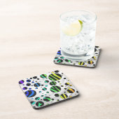 Zebra Polka Dot Black en Rainbow Print Bier Onderzetter (Rechterzijde)