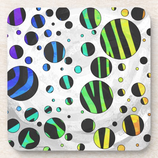 Zebra Polka Dot Black en Rainbow Print Bier Onderzetter (Voorkant)