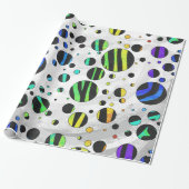 Zebra Polka Dot Black en Rainbow Print Cadeaupapier (Uitgerold)