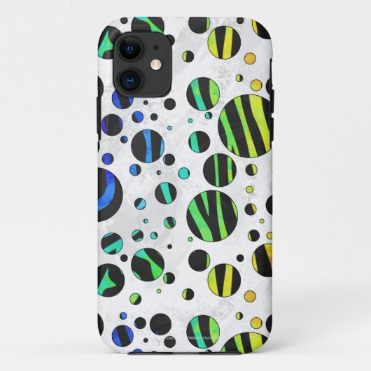 Zebra Polka Dot Black en Rainbow Print Case-Mate iPhone Case (Achterkant)