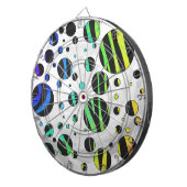 Zebra Polka Dot Black en Rainbow Print Dartbord (Voorkant Rechts)