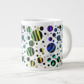 Zebra Polka Dot Black en Rainbow Print Grote Koffiekop (Voorkant rechts)