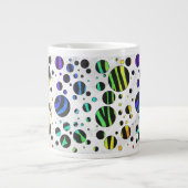 Zebra Polka Dot Black en Rainbow Print Grote Koffiekop (Voorkant)