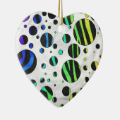 Zebra Polka Dot Black en Rainbow Print Keramisch Ornament (Rechts)