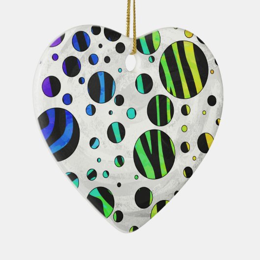 Zebra Polka Dot Black en Rainbow Print Keramisch Ornament (Rechts)