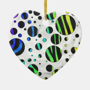 Zebra Polka Dot Black en Rainbow Print Keramisch Ornament