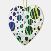 Zebra Polka Dot Black en Rainbow Print Keramisch Ornament (Links)