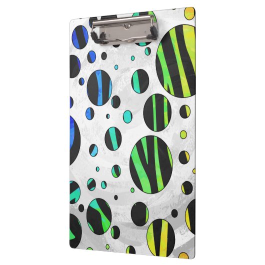 Zebra Polka Dot Black en Rainbow Print Klembord (Links)