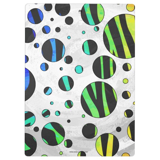 Zebra Polka Dot Black en Rainbow Print Klembord (Achterkant)