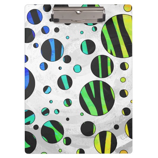 Zebra Polka Dot Black en Rainbow Print Klembord (Voorkant)