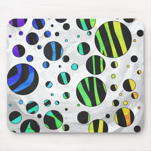 Zebra Polka Dot Black en Rainbow Print Muismat (Voorkant)