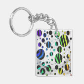 Zebra Polka Dot Black en Rainbow Print Sleutelhanger (Voorkant Links)