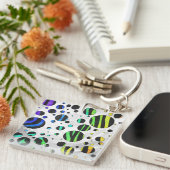 Zebra Polka Dot Black en Rainbow Print Sleutelhanger (Voorkant Rechts)