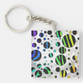 Zebra Polka Dot Black en Rainbow Print Sleutelhanger (Voorkant)