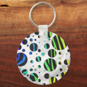 Zebra Polka Dot Black en Rainbow Print Sleutelhanger (Voorkant)
