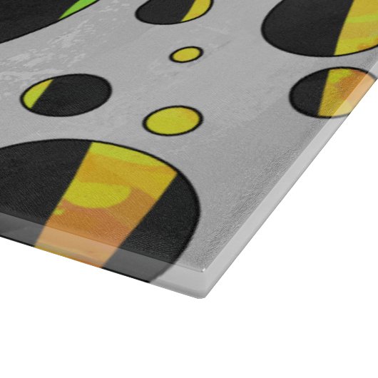 Zebra Polka Dot Black en Rainbow Print Snijplank (Hoek)