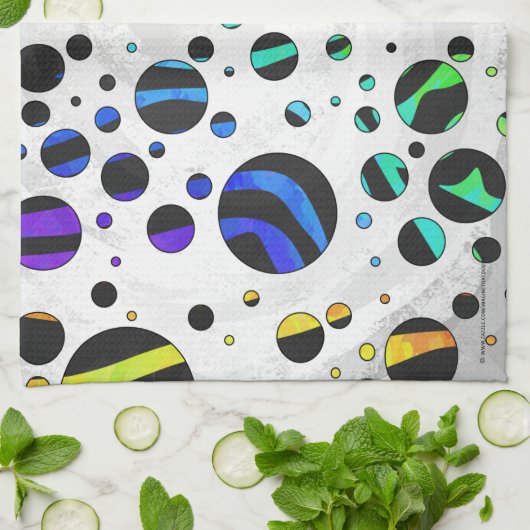 Zebra Polka Dot Black en Rainbow Print Theedoek (Gevouwen)