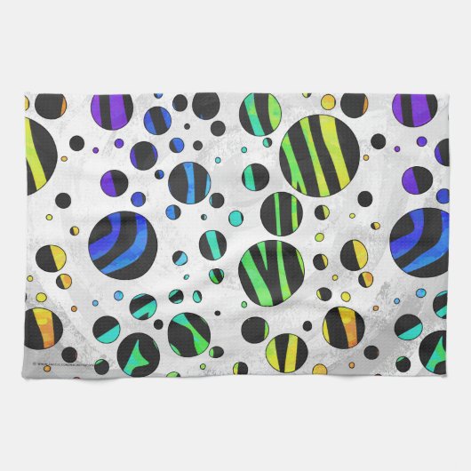 Zebra Polka Dot Black en Rainbow Print Theedoek (Horizontaal)