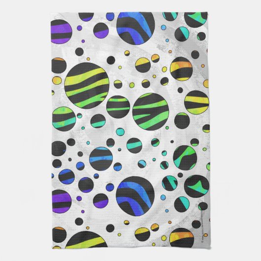Zebra Polka Dot Black en Rainbow Print Theedoek (Verticaal)