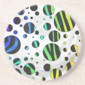 Zebra Polka Dot Black en Rainbow Print Zandsteen Onderzetter (Voorkant)