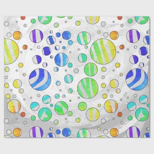 Zebra Polka Dot Rainbow en White Print Cadeaupapier (Vlak)