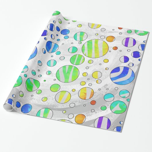 Zebra Polka Dot Rainbow en White Print Cadeaupapier (Uitgerold)