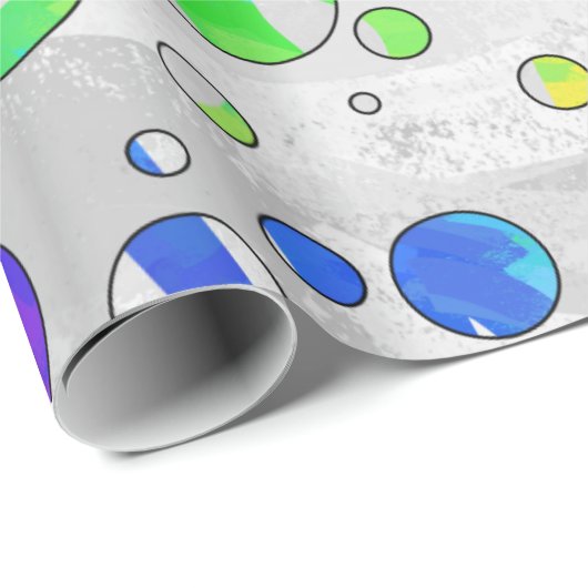 Zebra Polka Dot Rainbow en White Print Cadeaupapier (Rol Hoek)