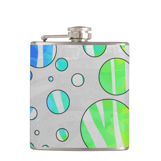 Zebra Polka Dot Rainbow en White Print Heupfles (Voorkant)