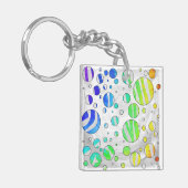 Zebra Polka Dot Rainbow en White Print Sleutelhanger (Voorkant Links)
