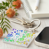 Zebra Polka Dot Rainbow en White Print Sleutelhanger (Voorkant Rechts)
