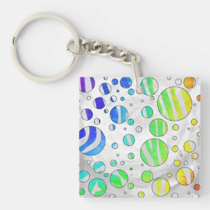 Zebra Polka Dot Rainbow en White Print Sleutelhanger